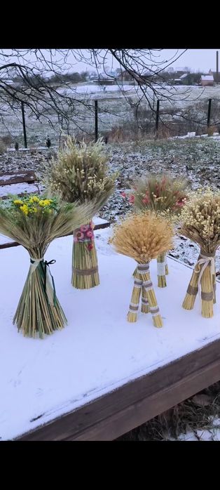 Натуральні свічки. Інтер'єрний вінок. Дідух. Букет із сухоцвітів