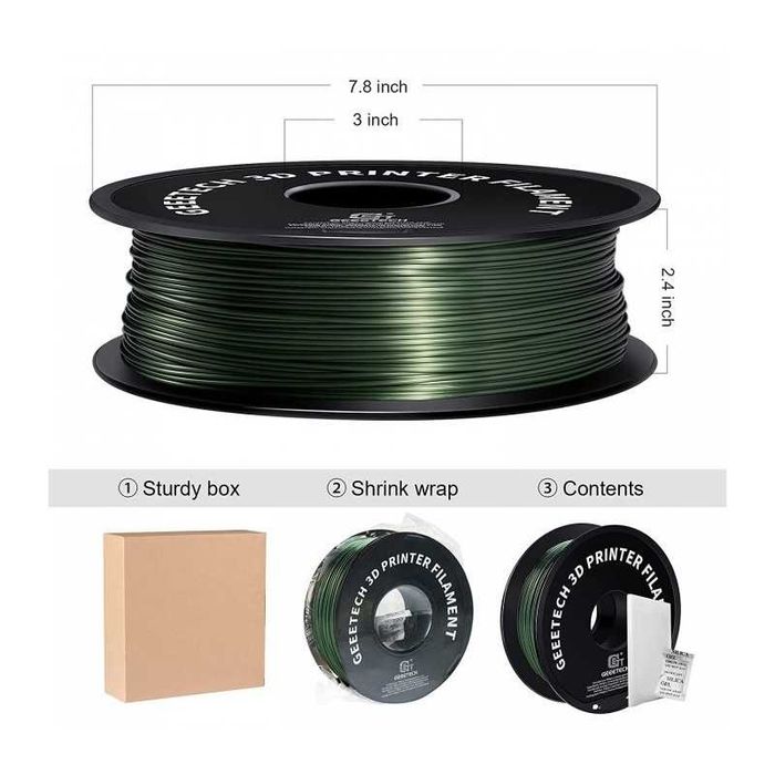 Filamento Pla 1,75mm Silk Dark Green Geeetech