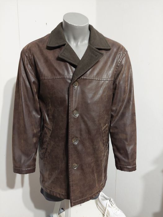 Męska kurtka zimowa HEALEY | Ciepła Wełna | Skóra Vintage | XL / XXL Białystok 50% taniej