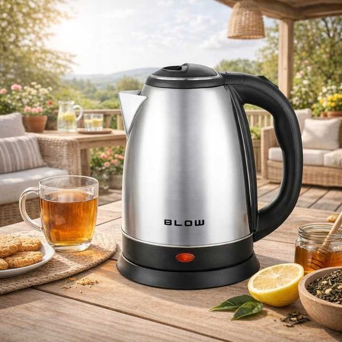 BEZPRZEWODOWY Czajnik STALOWY mocny cichy srebrny 1,8L 2000W mocny