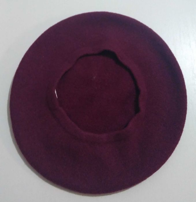 Женский берет Flora Super шерсть валяние 100% цвет марсала