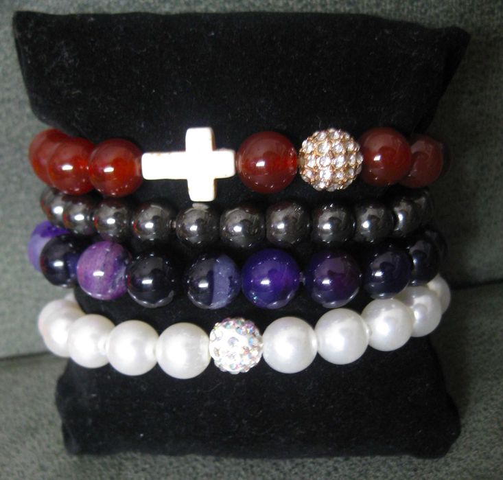 Pulseira c/ Pedras Naturais Lilás NOVA - SALDO