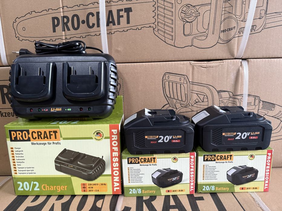 Пила акумуляторна PROCRAFT PCA42/2/ 2акб 8А/г + ЗП 20/2 /швидкість 12 м/с /шина 40см/ Гарантія 3 роки