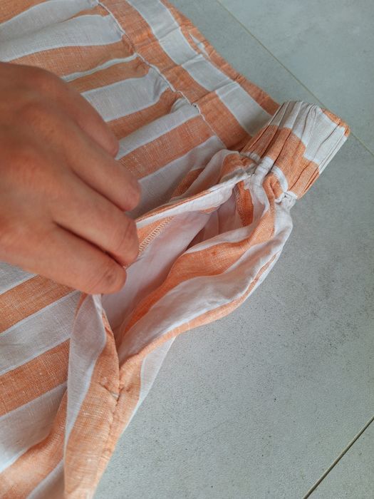 Spodenki lniane szorty w paski H&M Linen 100% len strips print lato