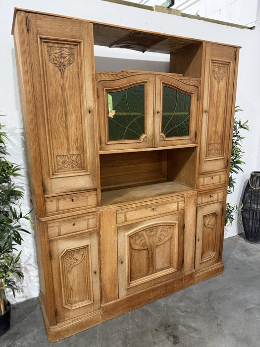 Piękny dębowy kredens kuchenny secesyjny lite drewno dowóz wysyłka