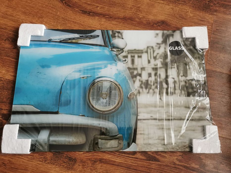 Auto samochód Obraz szklany dekoracja do pokoju chłopięcego 57x37 Nowy