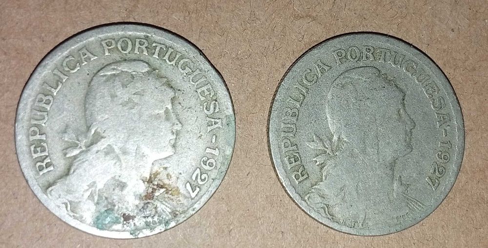 2 moedas 1 escudo 1927 circuladas