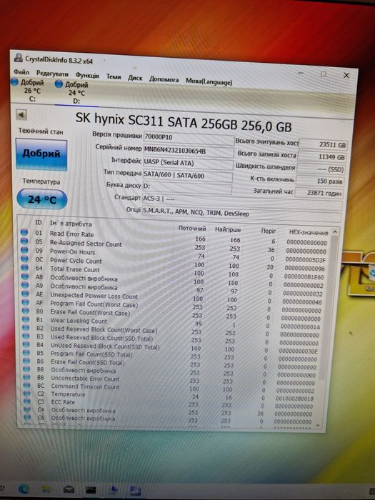 Ssd 240gb 256gb 2.5" Стан гарний