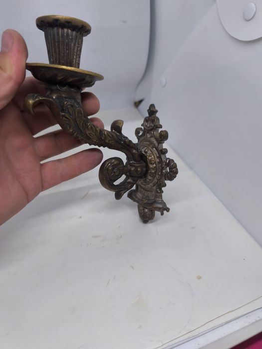 Латунный настенный подсвечник на одну свечу латунь бронза бронзовый