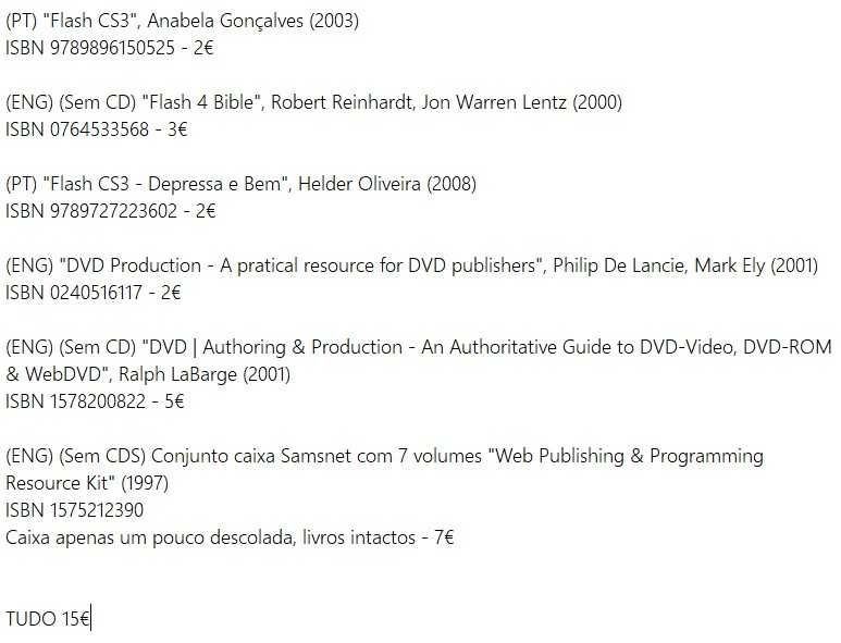 [VENDIDO CONJUNTO OU SEPARADO] Livros Multimédia (Flash, Java, DVD)