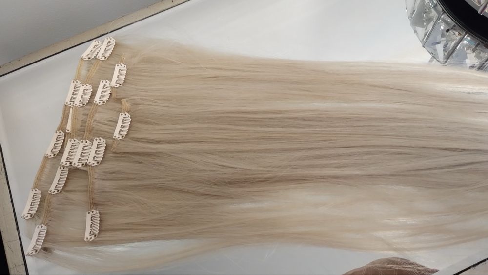 Wlosy naturalne clip in 7 tasm 55 cm