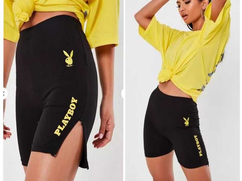 Missguided Playboy nowe kolarki z zamkami logo M-L