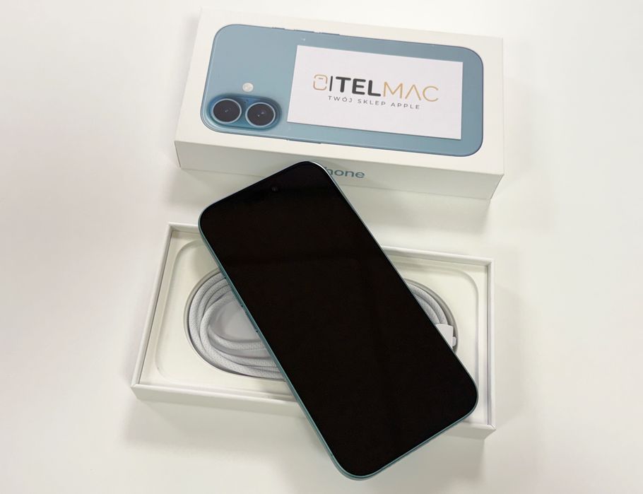 Apple iPhone 16 128GB 5G • White Teal • 0 CYKLI • Gwarancja • Raty 0%