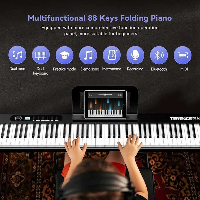 TERENCE Piano dobrável de 88 teclas