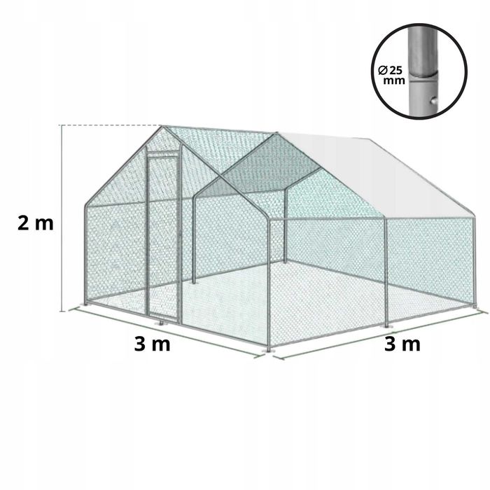 NOWA/wysyłka woliera 3x3m dla kur kurnik wybieg dla ptaków kaczek psa