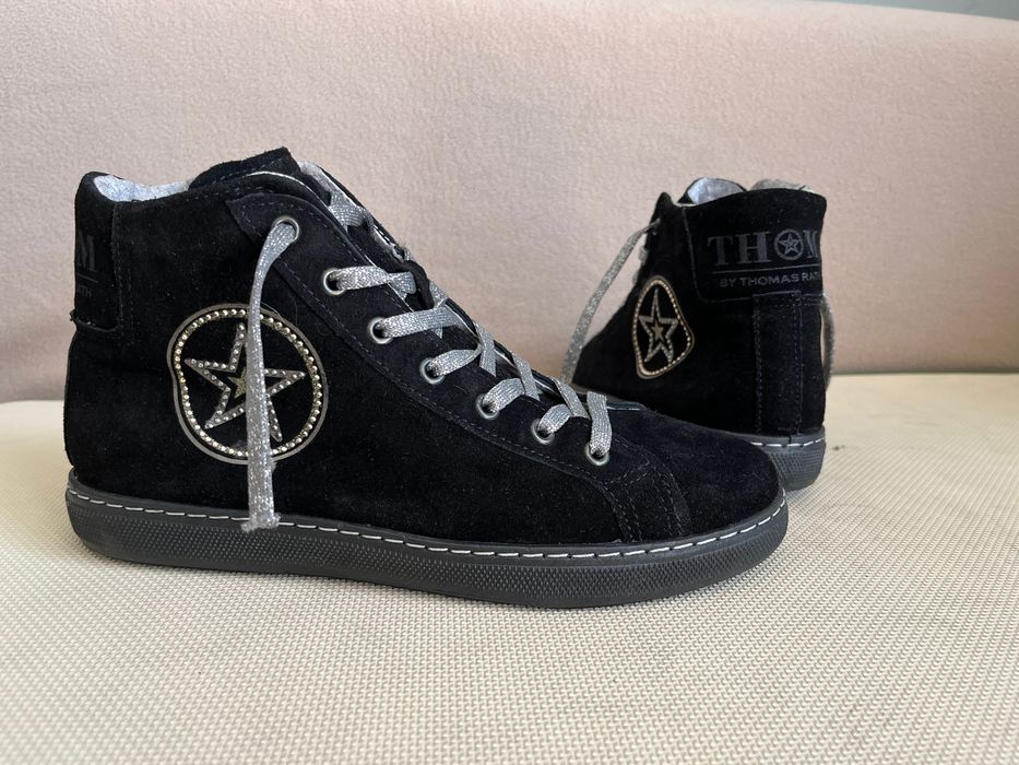 Thomas Rath czarne damskie skórzane sneakersy trampki 38/39