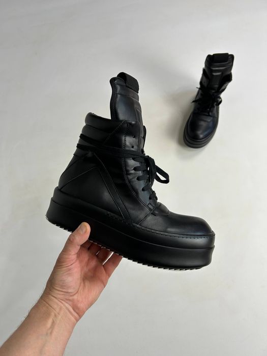 Rick owens full black Geobasket чорні фулл кеди кросівки кроссовки двійна підошва авангард архів опіум кастом 44 43 42 41