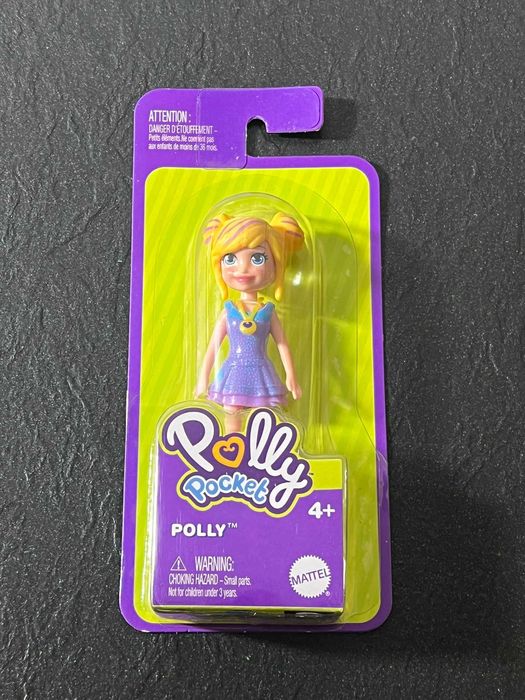 Lalka Polly Pocket Mattel 9 cm w Polly w sukience i z łańcuszkiem