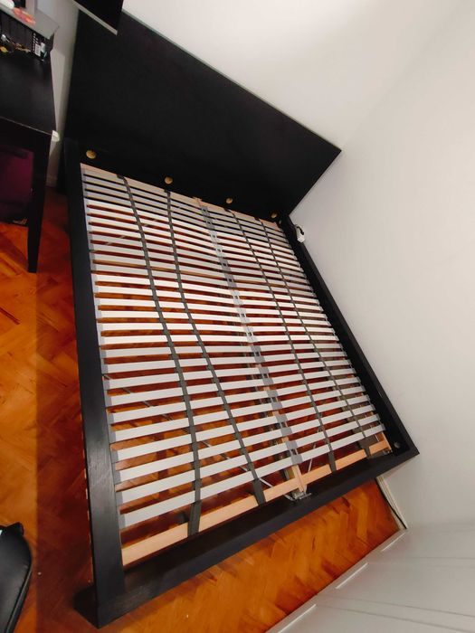 Cama casal MALM 180x200cm com estrado LÖNSET  (colchão +100)