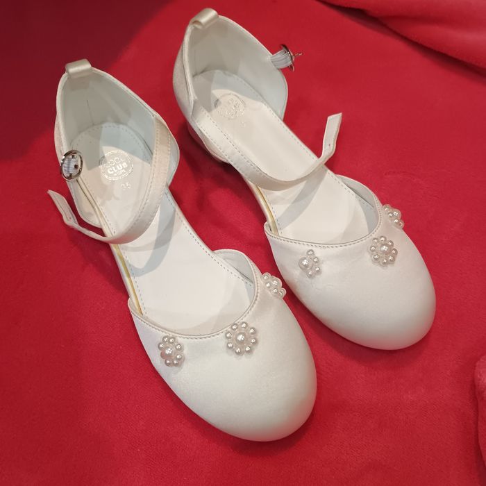 Buty komunijne 35 nowe białe z perełkami dla dziewczynki wizytowe