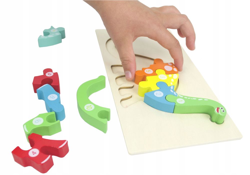lt427 puzzle edukacyjne dinozaur 3d montessori drewniane puzzle