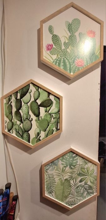 Komplet 3 dekoracji ściennych z motywami roślinnymi