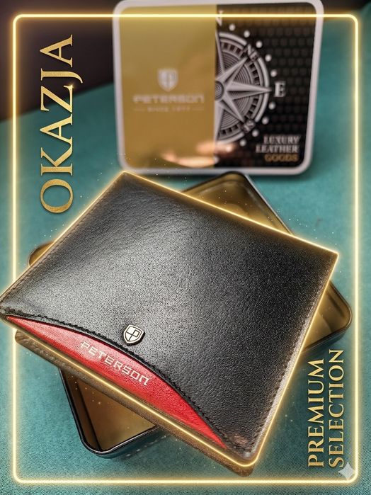 NOWY Skórzany Portfel PETERSON – MEGA OKAZJA! Pachnie Skórą!