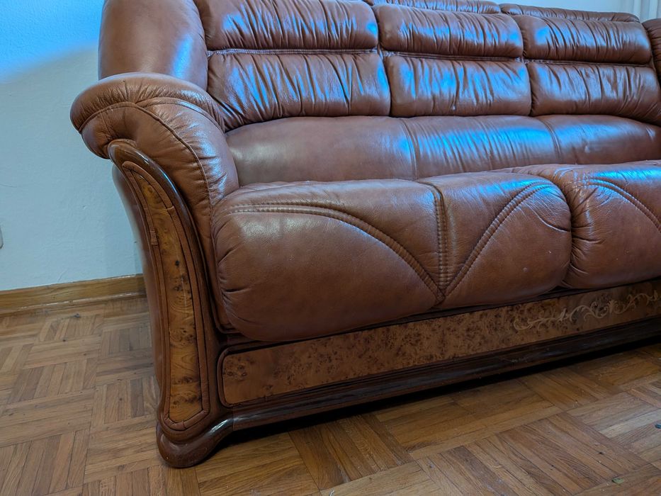 Kanapa skórzana i dwa fotele