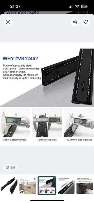 Jogo corrediças para gaveta preto Vadania - NOVO