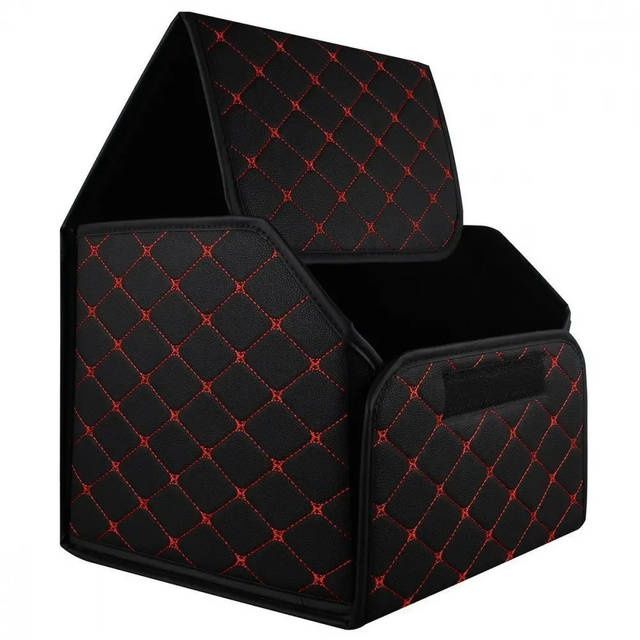 Органайзер в багажник (саквояж) з екошкіри (чорний з червоним рядком)