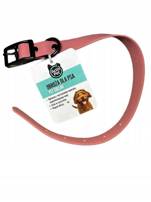 Obroża dla Psa Activ Pet – Wodoodporna i Wytrzymała |35 cm | Różowa