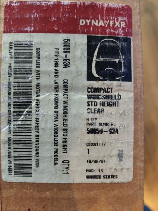 Harley-Davidson Dyna Wide Glide – oryginalna szyba OEM 58059-93A NOS