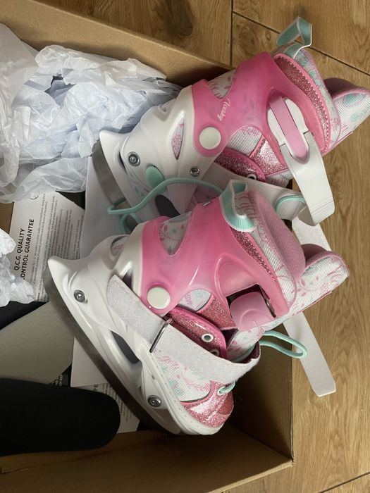 Łyżwy dla dziewczynki, dla dziecka, różowe. Rozmiar 26-29