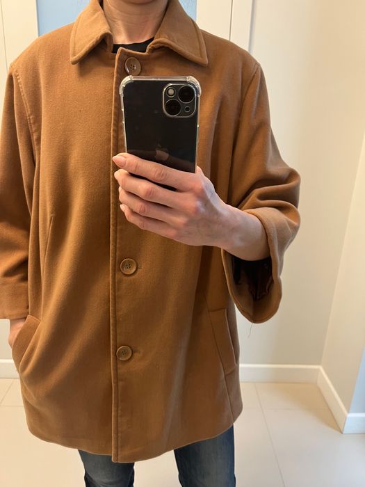 Wiosenny płaszcz L, XL, brąz , karmel, rękaw 3/4.