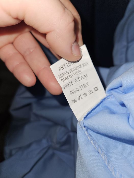 Koszula przewiewna z kwiatem bawełna cekiny baby blue włoska Made in I
