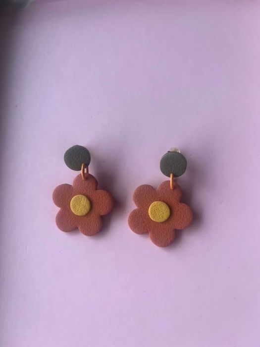 Kolczyki kwiatki - glinka polimerowa