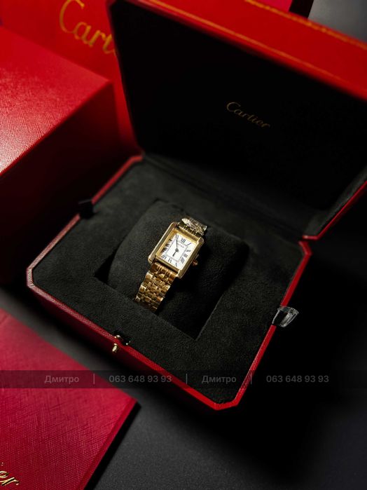 Часы женские Cartier watch Tank Rose Gold and Yellow Gold Картье Танк