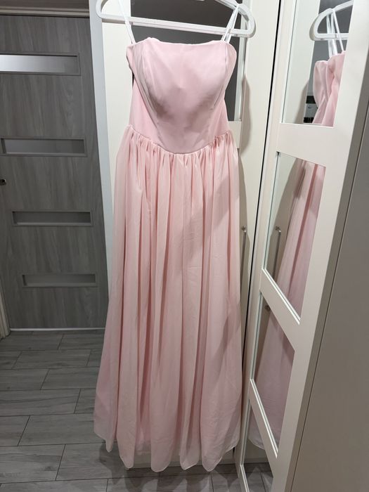 Suknia sukienka pudrowy róż cukierkowy