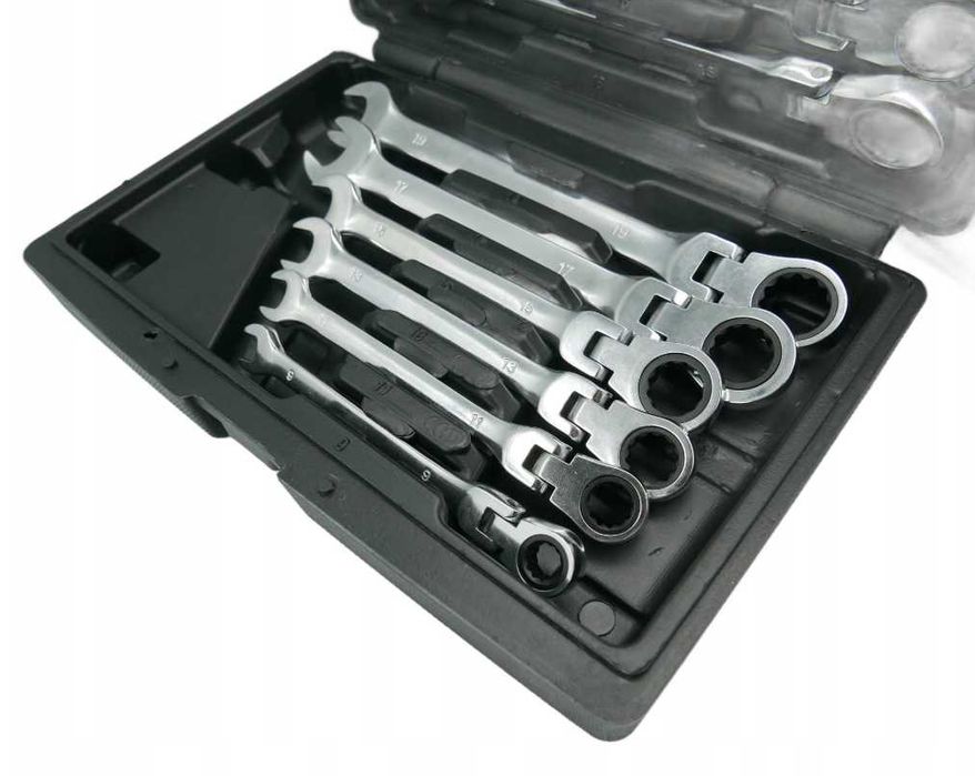Набір ключів ріжково-накидних тріскачка шарнір 8-19 мм (12 шт) + кейс