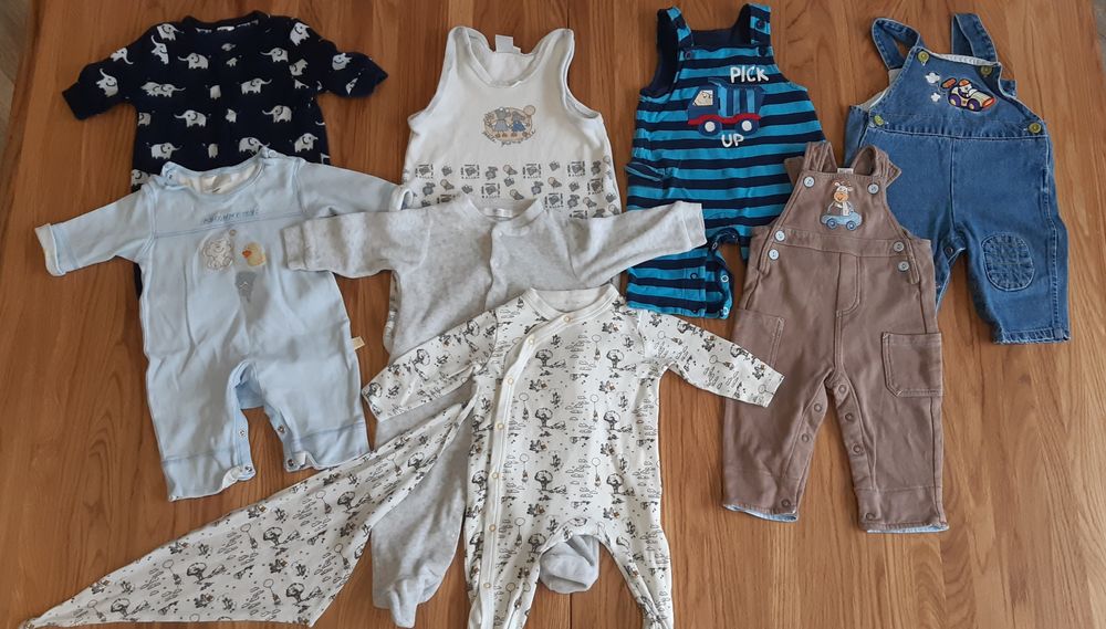 Zestaw 8szt pajacyki ogrodniczki rozm68