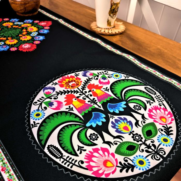 Folkowy Bieżnik na Stół 190x47 cm – Polski Produkt, Laserowy Nadruk