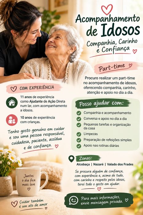 Acompanhamento de idosos-Companhia,Carinho e Confiança