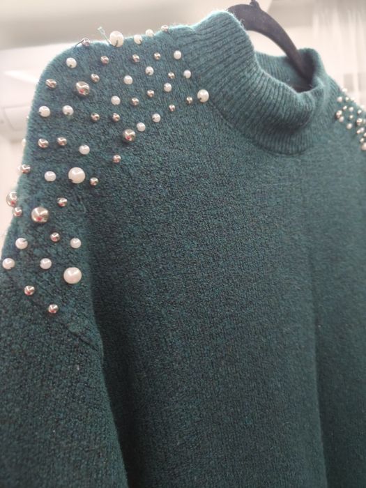 Elegancki sweter/sukienka zielona  Stradivarius róż S