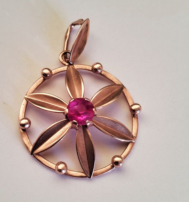 Подвеска, кулон СССР золото 583 пробы с рубином