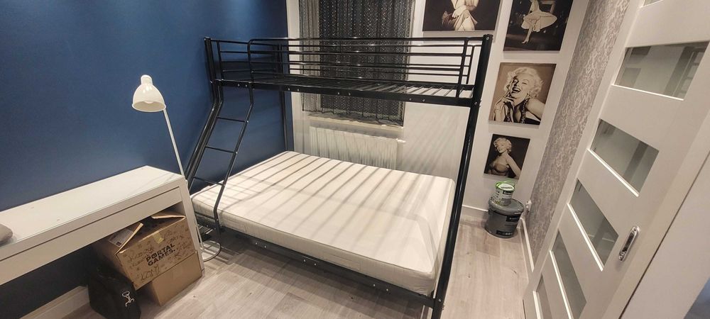 Rama łóżka piętrowego metalowa 140x200 / 90x200 CZARNA