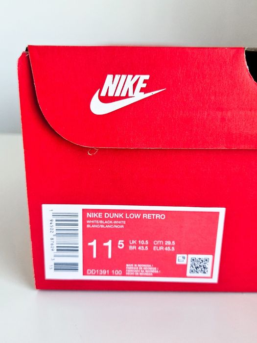 Buty sneakersy nike dunk low retro panda 45.5 czarne białe oryginalne  DD1391-100