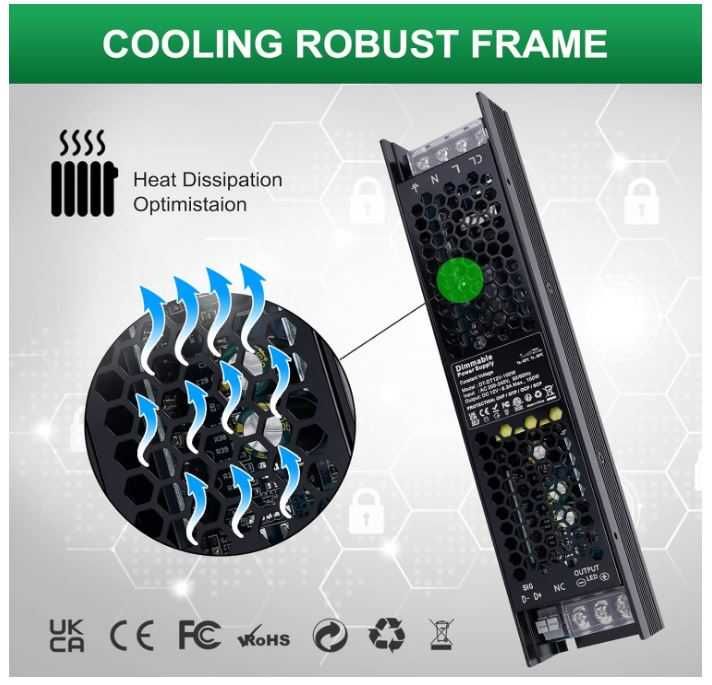 Zasilacz z 230V AC do  12V DC 100W ściemniany REYLAX