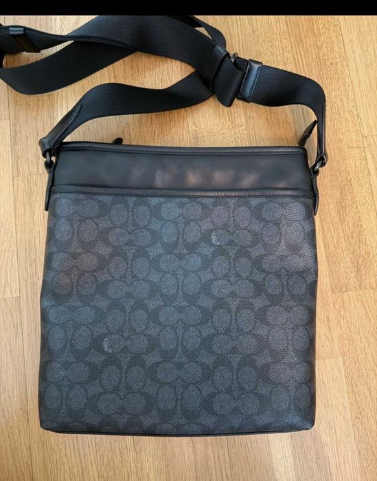 Coach Gotham Slim Crossbody Shoulder Bag in Signature Canvas (Charcoal BLack)
