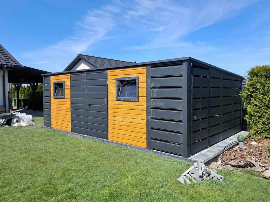 Schowek  domek ogrodowy 4,5x3m  wiata 0,5m  drewnopodobny  ID1018