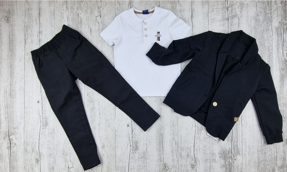 Garnitur chłopięcy bawełniany Marynarka i spodnie joggery  92/98